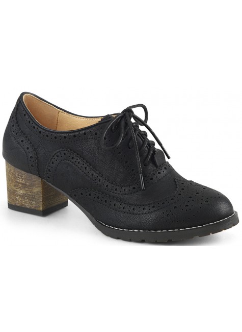 Russell Womens Wingtip Oxford in Black Brogue Detailing