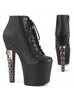 Hex Skull Heeled Black Platform Bootie