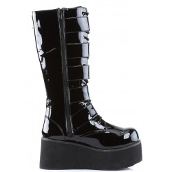 Trashville Buckled Up Unisex Patent Knee Boots