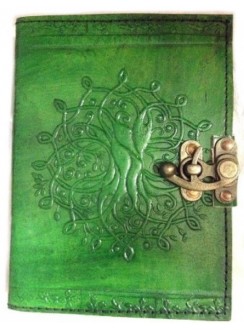 Tree of Life Green Leather Journal with Latch