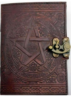 Pentacle Brown Leather Book of Shadows 7 Inch Journal with Latch