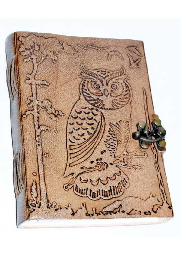 Mystic Owl Leather Blank 7 Inch Journal with Latch